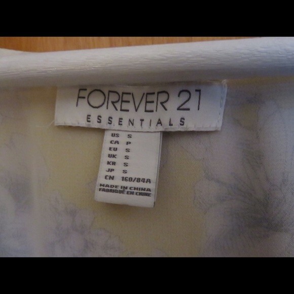 Yellow Dress Long Sleeve Pleated Shift Mini White Floral Print Small Forever 21 - Picture 5 of 7